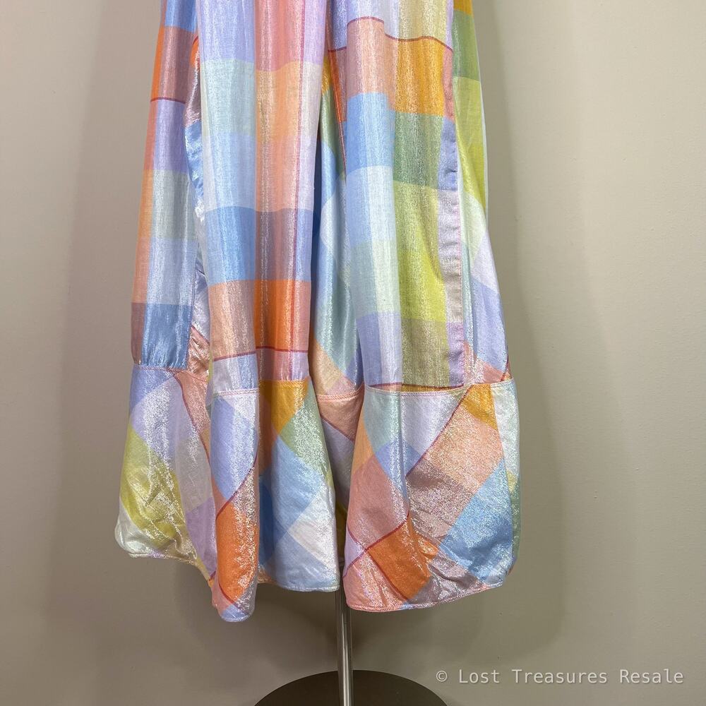 Anthropologie | Pilcro Metallic Colorful Plaid Tent Maxi Dress Plus Size 1X - Picture 4 of 11